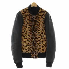 バルマン BALMAIN 袖レザー切替 ハラコ スタジャン ブルゾン レザージャケット レオパード ヒョウ柄 袖リブ 52 XXL 茶 ブラウン ベージュ W4HT217C692 /KW ■GY37 のサムネイル
