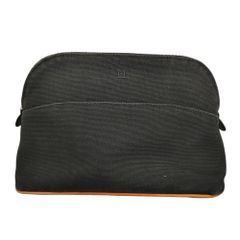 HERMES エルメス ボリードポーチ25 コスメポーチ シルバー金具 黒 