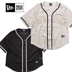 ニューエラ【ＮＥＷ ＥＲＡ】半袖 メッシュ ベースボールシャツ ストーン ブラ ック ユニセックス ゆったり オーバーサイズ メッシュ ワッペンのサムネイル