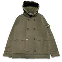 【良品】STONE ISLAND ストーンアイランド　ニットPコート フード付き　厚手　プリマロフト　メンズ　カーキ　サイズSのサムネイル