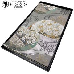A5 夏物 露草に蛍 流水 白 銀糸 六通 正絹 薄物 絽 紗 袋帯 O86 - メルカリ