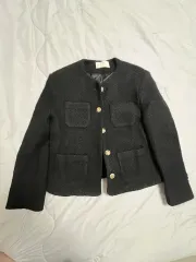 ブラック ツイード ゴールド ボタン ジャケット