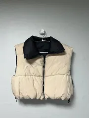 ZARA ベージュ/ブラック リバーシブル ダウン