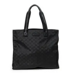 [中古] GUCCI グッチスクエア ウェブ ショッパー黒GGナイロンキャンバスA