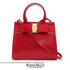 未使用品 Salvatore Ferragamo サルヴァトーレ フェラガモ ヴァラ ハンドバッグ ショルダーバッグ 2way リボン ヴィンテージ レッド ゴールド金具 レディース