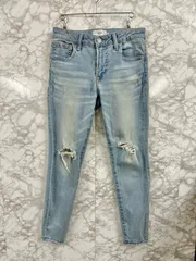 AZUL BY MOUSSY アズールバイマウジー CRASH DENIM SKINNY クラッシュデニムスキニー レディース ライトブルー◆Size M