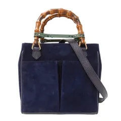 グッチ GUCCI バッグ レディース ブランド ハンドバッグ ショルダーバッグ 2way バンブー スエード ネイビー 000・123 手持ち 肩掛け おしゃれ エレガント 大人 ヴィンテージ 【中古】