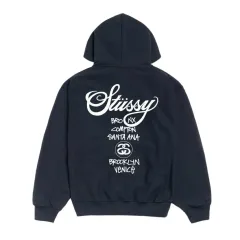 XL ステューシー ワールドツアー フーディー ネイビー