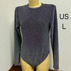 H720未使用品♪H＆M♪シルバーラメデザインレディース社交ダンスバレエレオタード♪レッスンやトレーニングや撮影用やコスプレにも♪USサイズL（日本サイズLL-3L）のサムネイル