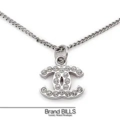 未使用品 CHANEL シャネル ココマーク ネックレス メタル ラインストーン シルバー カニカン ペンダント アクセサリー レディース