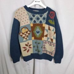 7AS2 パッチワークデザイン 配色ニットプルオーバー ヴィンテージ古着 