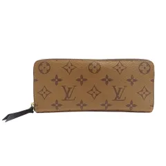 ルイ・ヴィトン LOUIS VUITTON 財布 レディース ブランド 長財布 モノグラムリバースキャンバス ポルトフォイユ・クレマンス ブラウン M82336 ラウンドファスナー スマート おしゃれ 上品 大人 【中古】