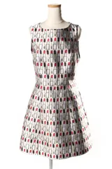 アリスオリビア alice + olivia リップスティック柄 ワンピース ひざ丈 ノースリーブ S グレー /ry0423