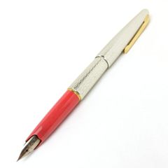 PILOT] パイロット 万年筆 18KWG ホワイトゴールド 格子柄 レッド 18金