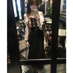 regleam リブニット切り替えマキシワンピース半袖/Mサイズ ブラック