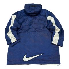 人気L✨️ナイキ ベンチコート ビッグスウッシュ 裏ボア 紺 希少 90s白