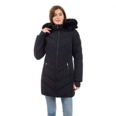 ロンドンフォグ レディース アウター ジャケット・ブルゾン Womens London Fog Faux Fur Trimmed Hooded Puffer Jacket Black ブラックのサムネイル
