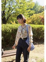 新品タグ付✨NOMBRE IMPAIR バードプリント長袖シャツ アイボリー 