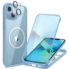 【両面強化ガラス・驚異的な耐衝撃性】HAUTRKBGiPhone14用ケースクリア全面保護[MagSafe対応][カメラフイルムを贈]信号干渉なしソフトTPUバンパーマグセーフワイヤレス充電対応米軍MIL規格取得…