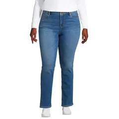 ランズエンド レディース ボトムス デニムパンツ プラスサイズ ジーンズ Plusize Lands End Recover StraightLeg Jeans Indigo Tide Blue インディゴ