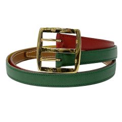 エルメスHERMES ダブル レザーベルト ポップカラー ◯L刻印 レディース 
