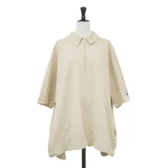 Champion チャンピオン × FRAMeWORK 別注 Tシャツ ベージュ FREE | 26春夏 ハーフジップ ワイドTシャツ / JERSEY HALF ZIP TEE プルオーバー 5分袖 ラグラン ロゴ 刺繍【レディース】【中古】