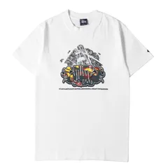 STUSSY ステューシー Tシャツ ホワイト 白 サイズ:S | 90s OLD STUSSY 紺タグ グラフィックプリント Tシャツ(USA製) | トップス カットソー 半袖【メンズ】【中古】