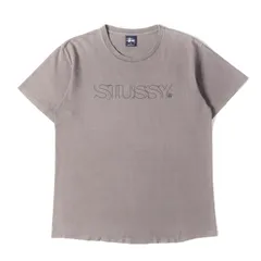 STUSSY ステューシー Tシャツ グレー サイズ:M | 90s OLD STUSSY 紺タグ ラインロゴ Tシャツ(USA製) | トップス カットソー 半袖 | 90年代 アーカイブ【メンズ】【中古】