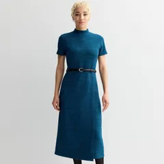 ナインウェスト レディース トップス ワンピース プチ ミディ オーバーレイ ニット Petite Nine West Overlay Midi Knit Dress Moondust