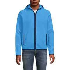 ランズエンド メンズ アウター ジャケット・ブルゾン フリース Mens Lands End Fleece Hooded Full Zip Jacket Soft Boreal Blue ブルー