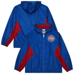 ミッチェルネス メンズ アウター ジャケット・ブルゾン Mens Mitchell Ness Blue Detroit Pistons Playmaker FullZip Hooded Windbreのサムネイル