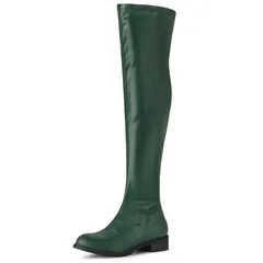 アレグラ ケー レディース シューズ ブーツ・レインブーツ ヒール ALLEGRA K Womens Thigh Boots Low Block Heel Fashion Over the Knee High Boots Green グリーン