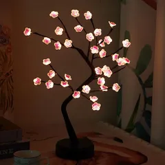 Irishomテーブルランプツリーライト間接照明36ライト桜の花の木USBまたはバッテリー電源タッチスイッチ2つのライトモード常夜灯屋内装飾ベッドサイドランプ自宅オフィスパーティー用