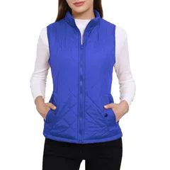 アレグラ ケー レディース アウター ジャケット・ブルゾン キルティング ベスト ジレ ALLEGRA K Womenstand Collar Lightweight Gilet Quilted Zip Vest Bright Blue ブルー