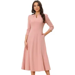 アレグラ ケー レディース トップス ワンピース Vネック A ライン ALLEGRA K Womens Work Officelegant 34 Sleeve V Neck ALine Dress Pink ピンク