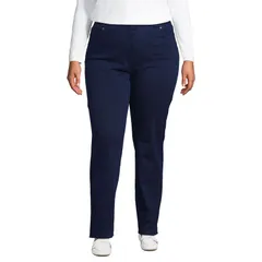 ランズエンド レディース ボトムス デニムパンツ プラスサイズ ニット ジーンズ Plusize Lands End Starfish MidRise PullOn Knit StraightLegのサムネイル