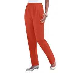 ロアマンズ レディース ボトムス カジュアルパンツ ストレート プラスサイズ プチ ニット Roamans Womens Plusize Petite Plusize Straight Leg Soft Knit Pull On Pant Coppered レ