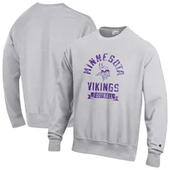 チャンピオン メンズ トップス Tシャツ スウェット フリース Mens Champion Heather Gray Minnesota Vikings Reverse Weave Fleece Pullover Sweatshirt Mvk Grey グレー
