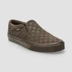 バンズ レディース シューズ スニーカー Vans Mens Asher SlipOn Shoes Checker Brown ブラウン