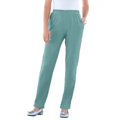 ロアマンズ レディース ボトムス カジュアルパンツ ストレート プラスサイズ ニット Roamans Womens Plusize Straight Leg Soft Knit Pull On Pant Cool Sage セージ