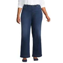 ランズエンド レディース ボトムス デニムパンツ ワイドレッグ プラスサイズ ジーンズ Plusize Lands End HighRise Wide Leg Jeans Royal Indigo インディゴ