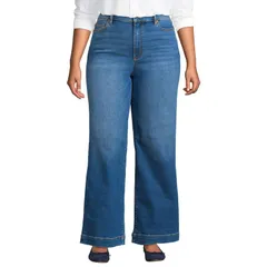 ランズエンド レディース ボトムス デニムパンツ ワイドレッグ プラスサイズ ジーンズ Plusize Lands End HighRise Wide Leg Jeans Indigo Tide Blue インディゴ