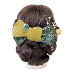 【新品】 Lulu's ルルズ 畳縁リボンの髪飾り 髪飾り 和装 ヘアアクセサリー 成人式 卒業式 袴 振袖 浴衣 七五三 和風 髪留め 髪結い 大きめリボン 3色展開 南天 梅 桜 着物ドレス和装小物 ヘッドドレス 南天 Lulu's-2723 1