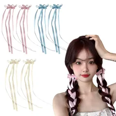【新品】 nalaina ヘアクリップ ヘアピン (3色 6個セット) 蝶結び リボン 髪留め 跡がつかない 髪飾り レース ヘアアクセサリー リボン付き おしゃれ 可愛い 子供 レディース 成人式 ヘッドドレス 和装 浴衣 入学式 卒業式 誕生日 結婚式 1