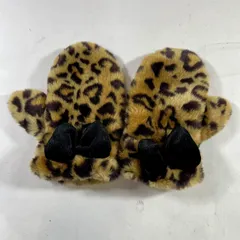 ★  Disney ディズニーリゾート ミニーマウス ミトン 手袋 ファー リボン付き ヒョウ柄 レオパード柄 現状品