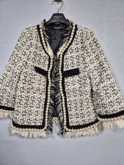 B-1 HIROKO KOSHINO モノクロ 総花刺繍入 ジャケットカーデ - メルカリ