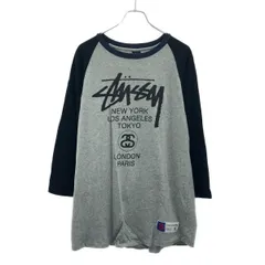 Stussy ステューシー 七分袖ロゴラグランTシャツ  グレー XL