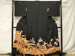 平和屋着物■豪華黒留袖　駒刺繍　鬘帯飛鶴枝梅文　金彩　正絹　逸品　CABF9584ev