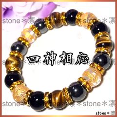 10mm 金彫七福神水晶×金彫守護梵字水晶 天然石 パワーストーン 