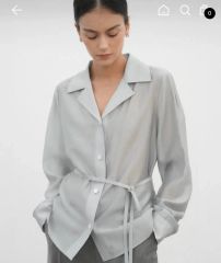 美品】Chaos アンバーリネンシャツ ライトグレー 長袖 羽織り カオス